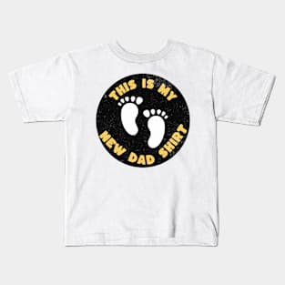 Retro Yellow on Black This is My New Dad Shirt Kids T-Shirt